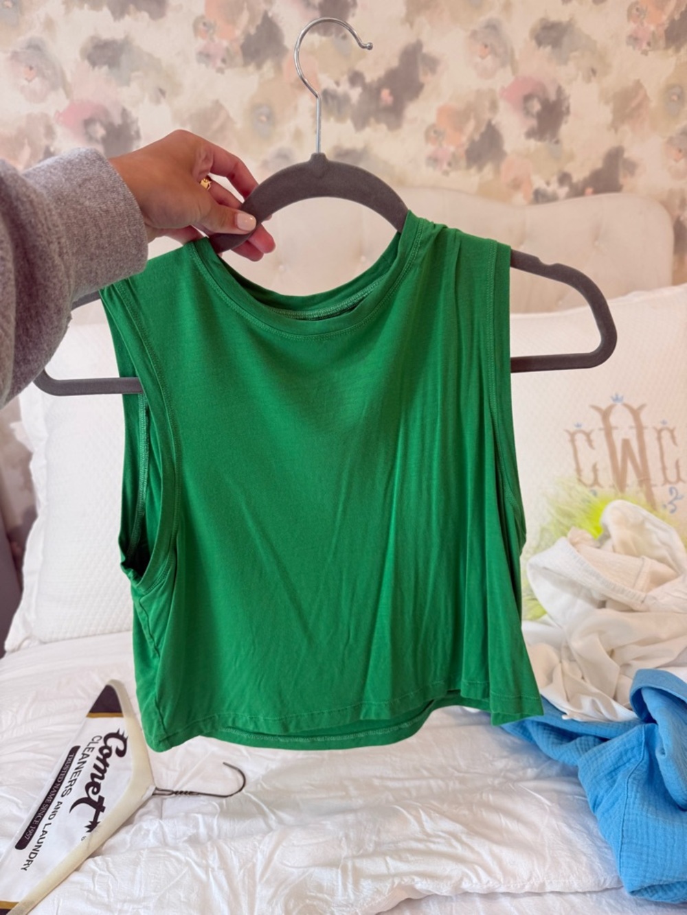 Splits59 Green Cropped Tank Top